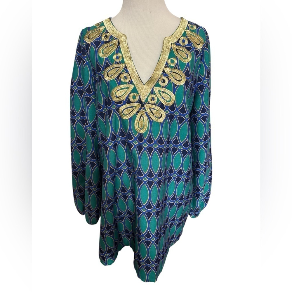 Mud Pie Corinne Embroidered Tunic Top in Peacock